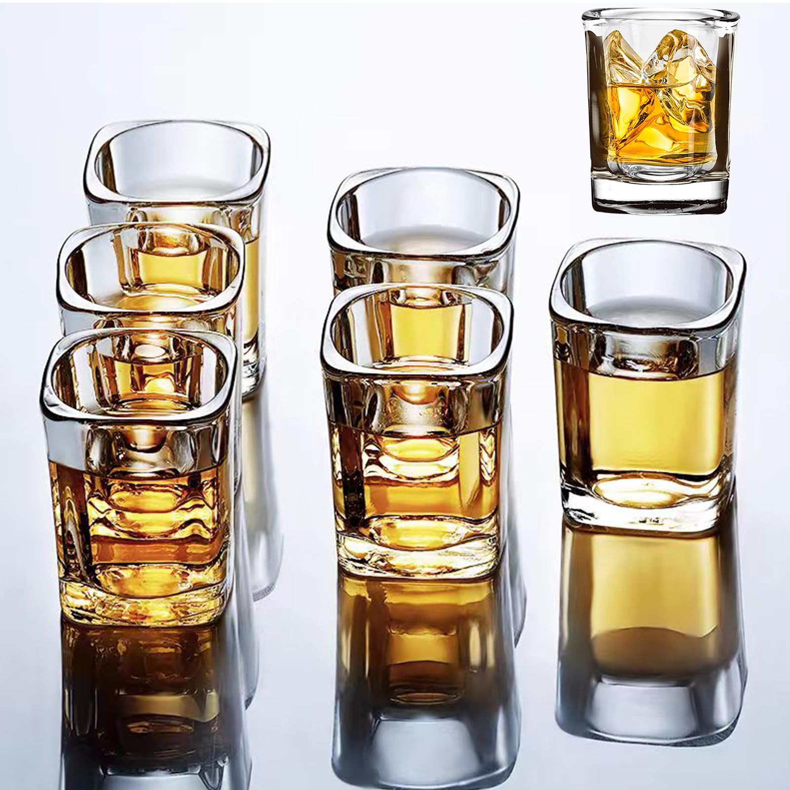 Amazon.com | Hlukana 6 Pack Heavy Base Shot Glasses Set, 2.2 oz Clear Tequila Square Shot Glass B... | Amazon (US)