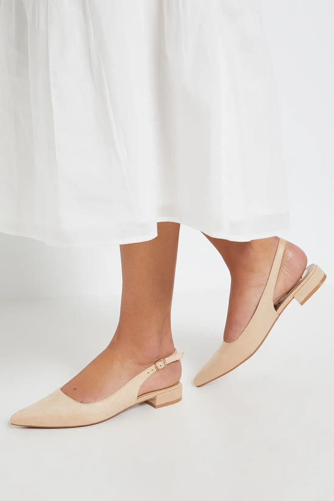 Dorothy Perkins Jerry Faux Suede Slingback Pointed Flat Shoes | PrettyLittleThing UK