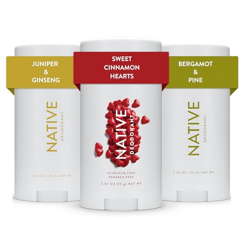 Native Deodorant Contains Naturally Derived Ingredients, 72 Hour Odor Control | Seasonal Scents, Aluminum Free with Baking Soda | Mint Cookie, Ginger Lemonade, Fresh Peach Cupcake - Variety 3 Pk | Amazon (US)