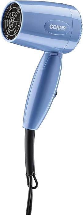 Conair Travel Hair Dryer, 1600W Compact Dual Voltage Blow Dryer with Folding Handle, Blue, 124NL\... | Amazon (US)