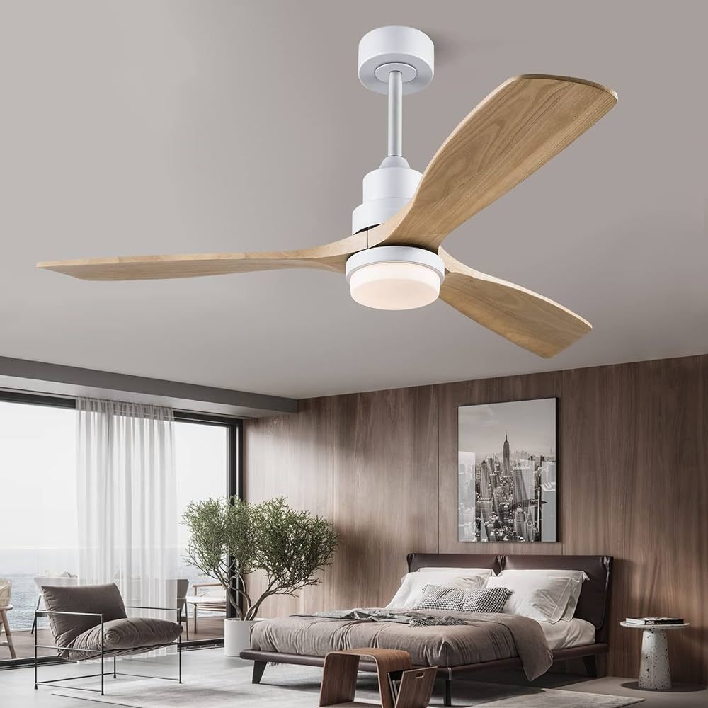 BOJUE 60” Ceiling Fans with Light Remote Control,Indoor Outdoor Wood Ceiling with 3 Blade Fan f... | Amazon (US)
