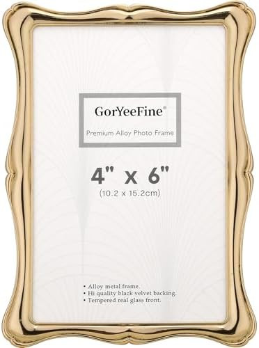 4 x 6'' Premium Alloy Gold Photo Frame - High-End Décor Picture Frames 6x4'' with Velvet Backing... | Amazon (US)
