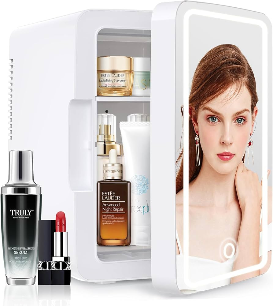 PERSONAL CHILLER Mini Fridge, 6L Skincare Fridge with LED Makeup Mirror, Portable Cosmetic Mini F... | Amazon (US)