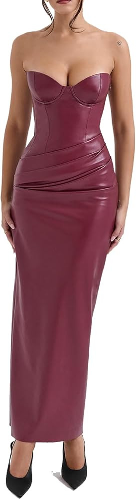 Women’s Leather Midi Dress, One Size Smaller Than Normal | Amazon (US)