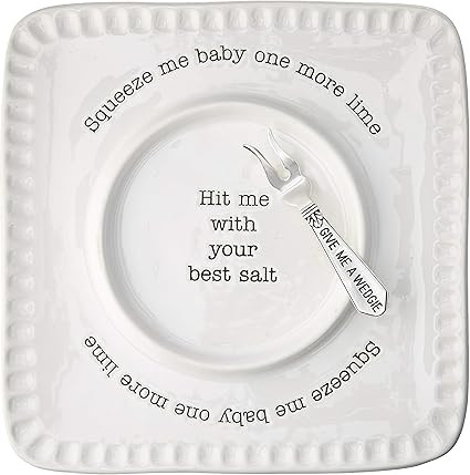 Mud Pie Lime and Salt Rimmer Margarita Set, Square, White | Amazon (US)