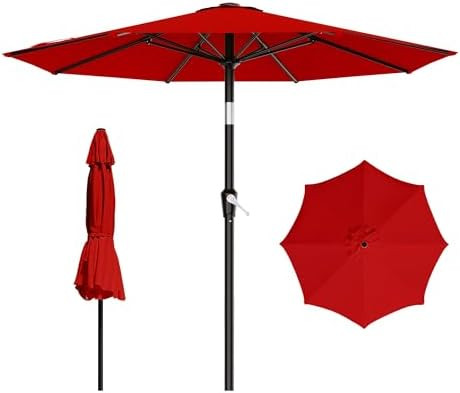 9 FT Patio Umbrella for Outdoor, Outdoor Table Umbrella with Push Button Tilt and Crank, Outdoor ... | Amazon (US)
