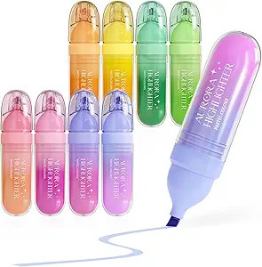 Four Candies 8 Pcs Pastel Highlighters, Highlighters Assorted Colors Set | Quick Dry No Bleed Ink... | Amazon (US)