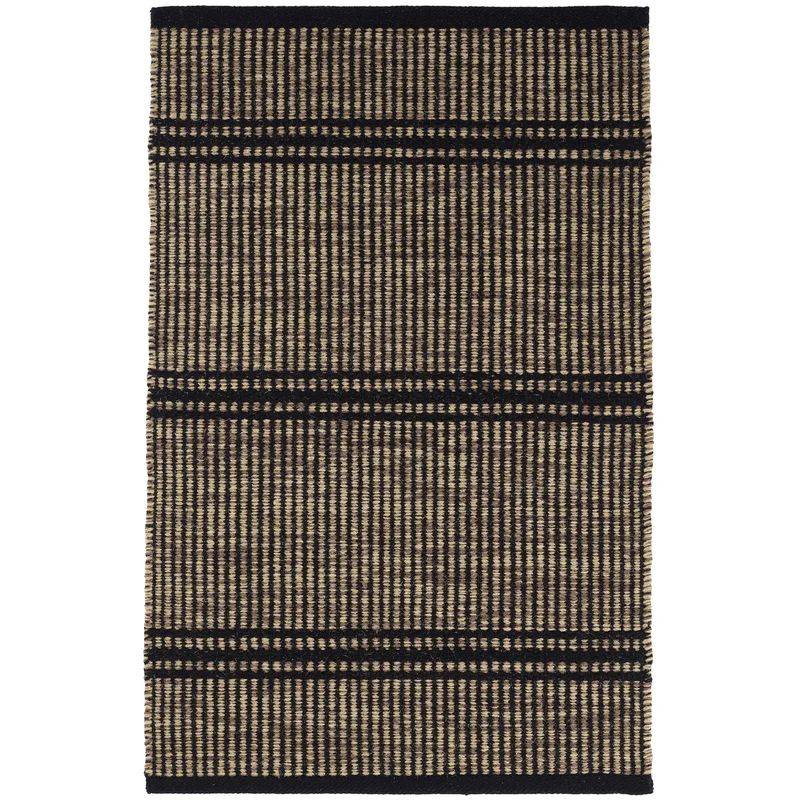 Malta Flatweave Striped Area Rug in Black/Beige | Wayfair North America