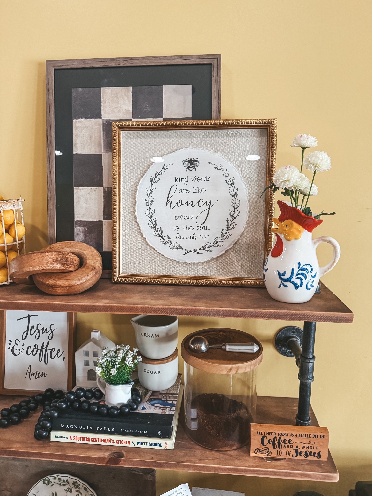 I love this adorable chicken pitcher. My framed Bible verse is from Hobby Lobby and my checkered pic is older from Target  

#LTKHome