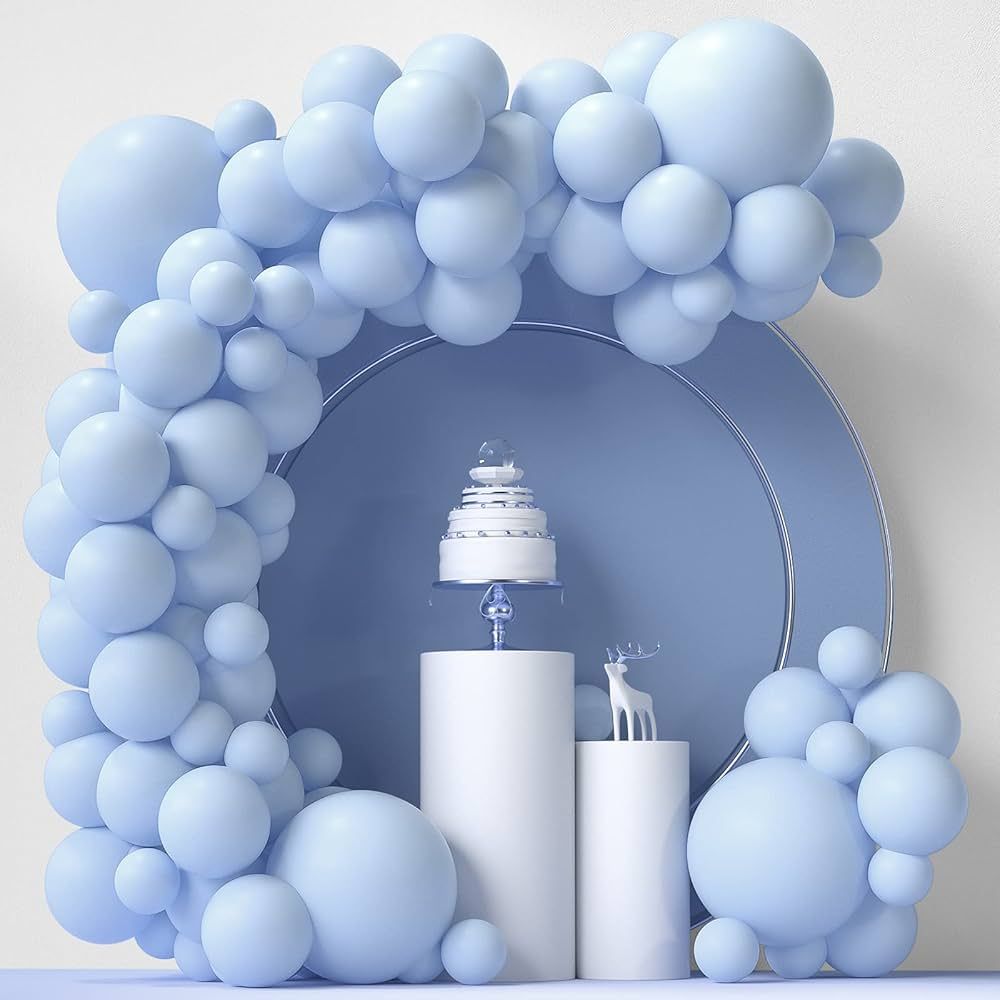 Blue Balloons 84 pcs Light Blue Balloons Garland Arch Kit 5 inch +12 inch +18 inch Pastel Blue Ba... | Amazon (US)