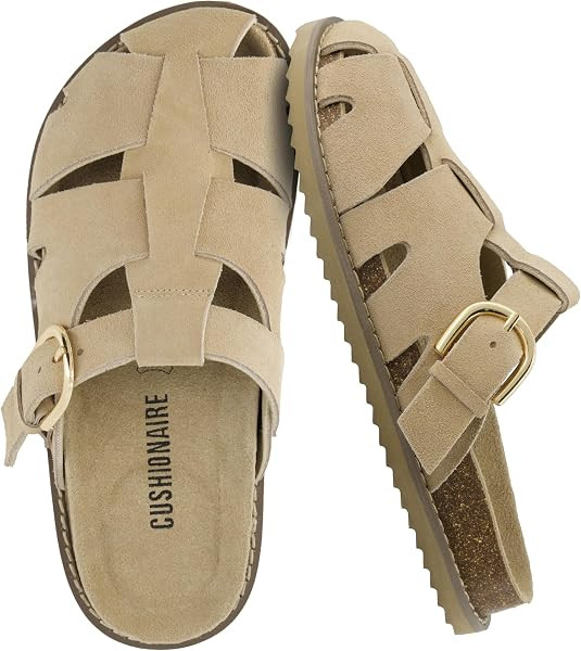 CUSHIONAIRE Benson Fisherman Sandals for Women \u2013 Suede Slip On Closed Toe Womens Clogs with ... | Amazon (US)