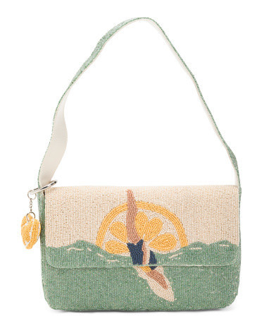 Beaded Sea Dive Lemon Shoulder Bag For Women, Leather | TJ Maxx