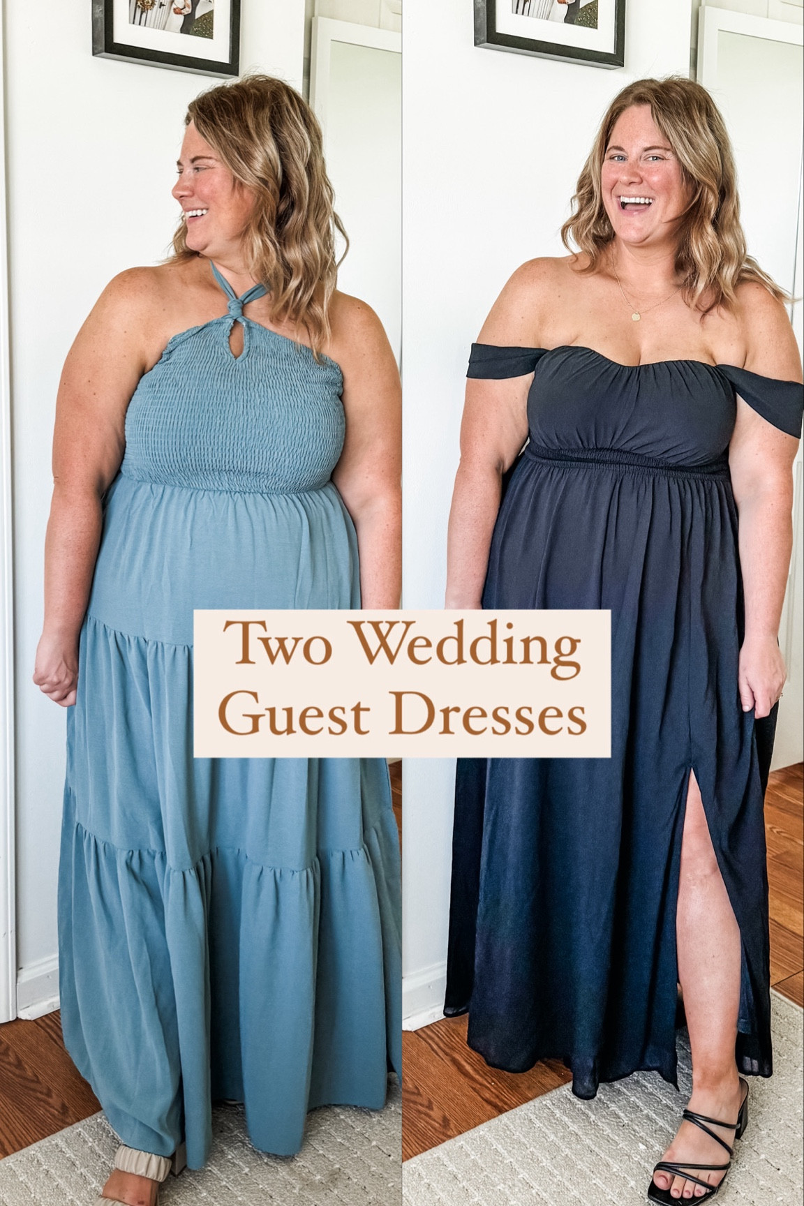 Both of these wedding guest dresses are so pretty!  Flowy in the stomach area and work well with a fuller bust

Wearing a large in both 

#LTKMidsize #LTKWedding #LTKParties