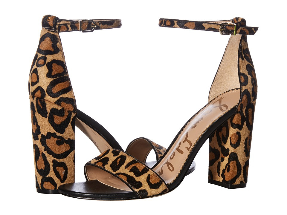 Sam Edelman - Yaro Ankle Strap Sandal Heel (New Nude Leopard Brahma Hair) Women's Dress Sandals | Zappos
