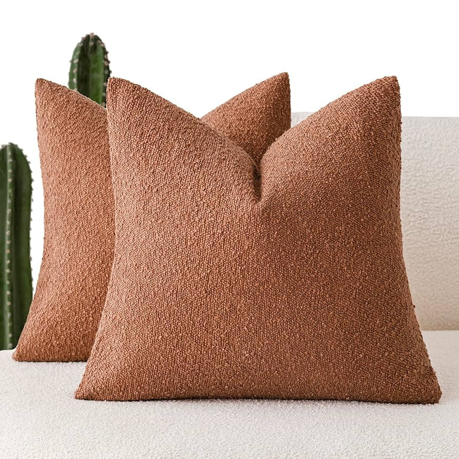 Foindtower Pack of 2 Textured Boucle Throw Pillow Covers Accent Solid Pillow Cases Decorative Coz... | Amazon (US)