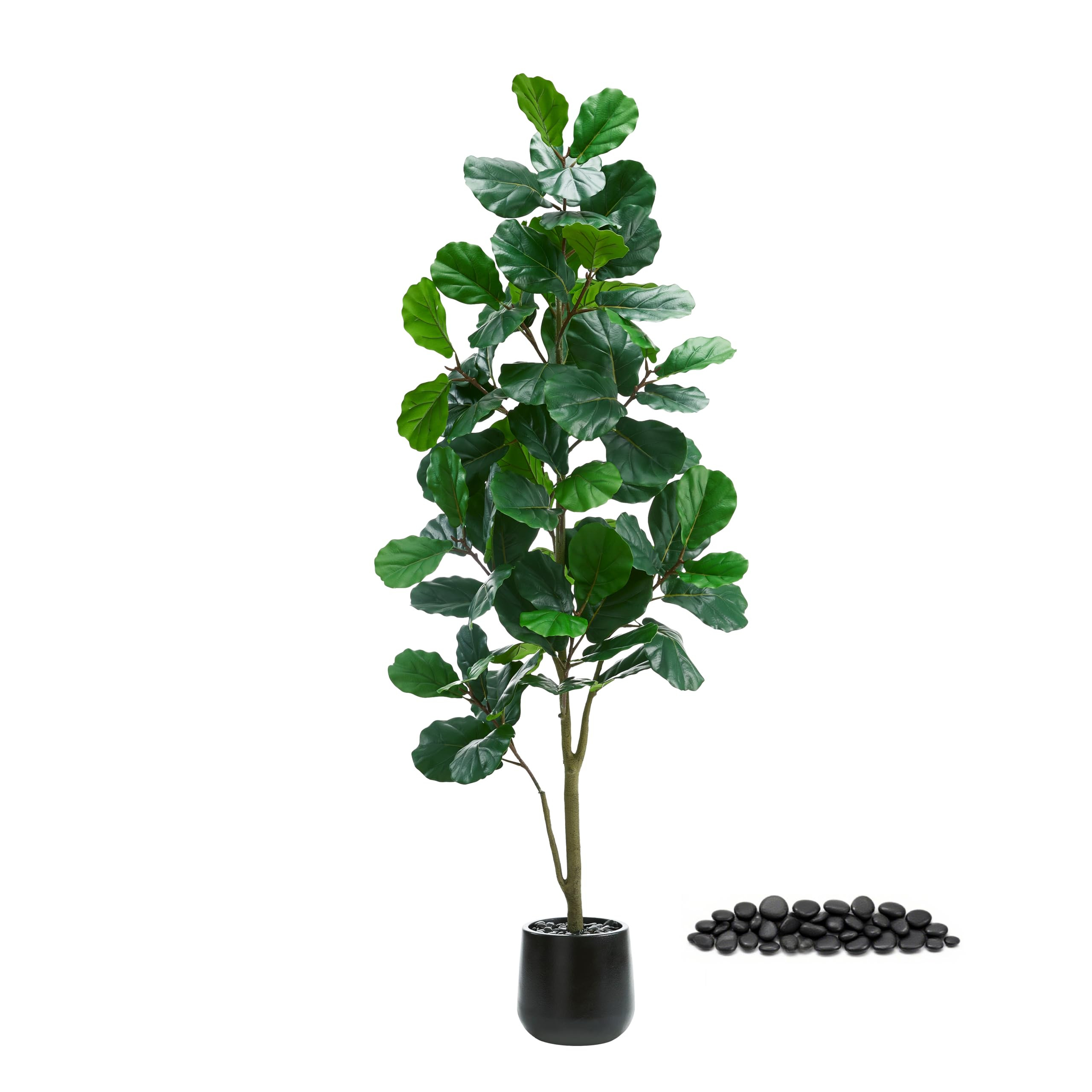 Artificial Fiddle Leaf Fig Tree：6FT Tall Faux Ficus Lyrata Plant Fake Fig Trees Realistic Green... | Amazon (US)
