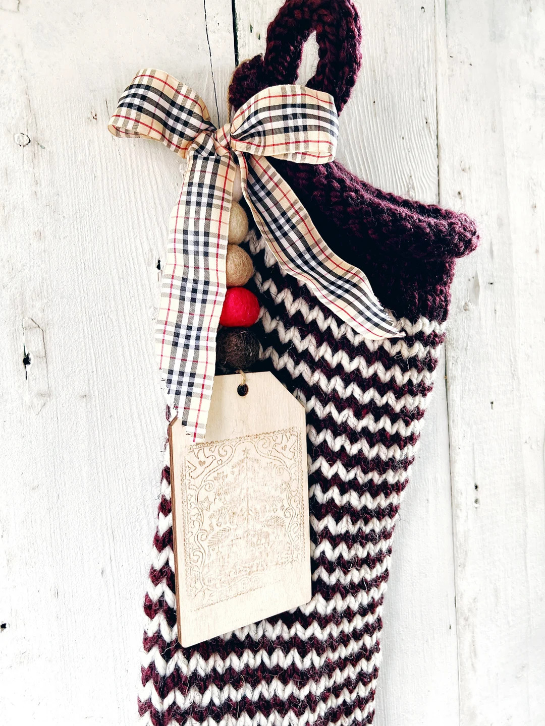 Striped chunky knit Christmas stocking, personalized stocking for kids, Christmas stocking, famil... | Etsy (US)