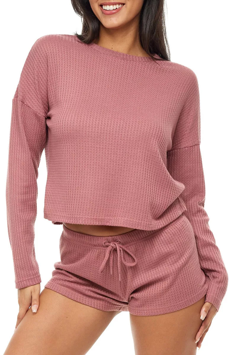 Alexander Del Rossa Women's Soft Ribbed Waffle Knit Pajamas Lounge Set, Long Sleeve Sweater Top a... | Target