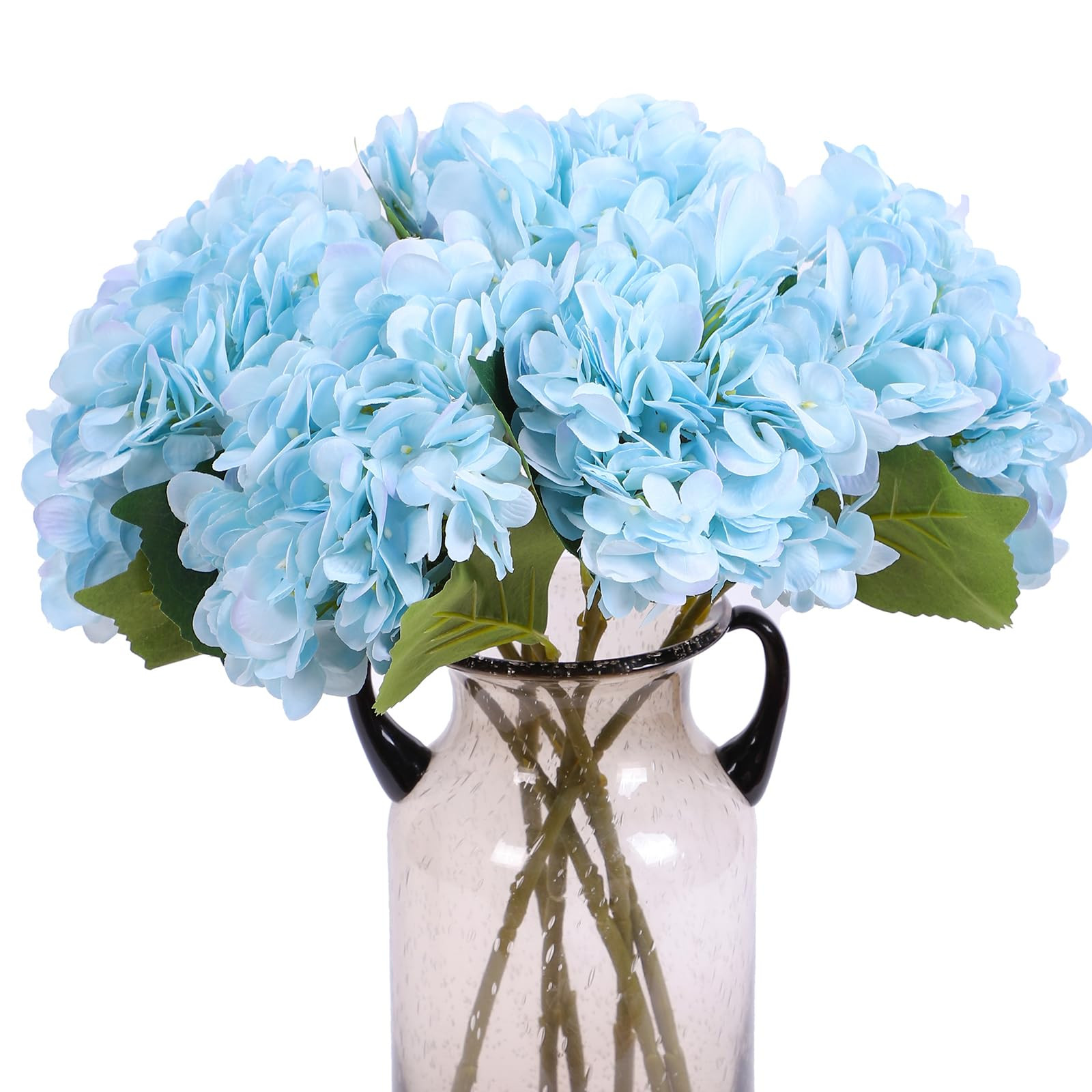 Kimura's Cabin 6pcs Blue Artificial Silk Flowers Fake Hydrangeas Flower with Stems Faux Hydrangea... | Amazon (US)