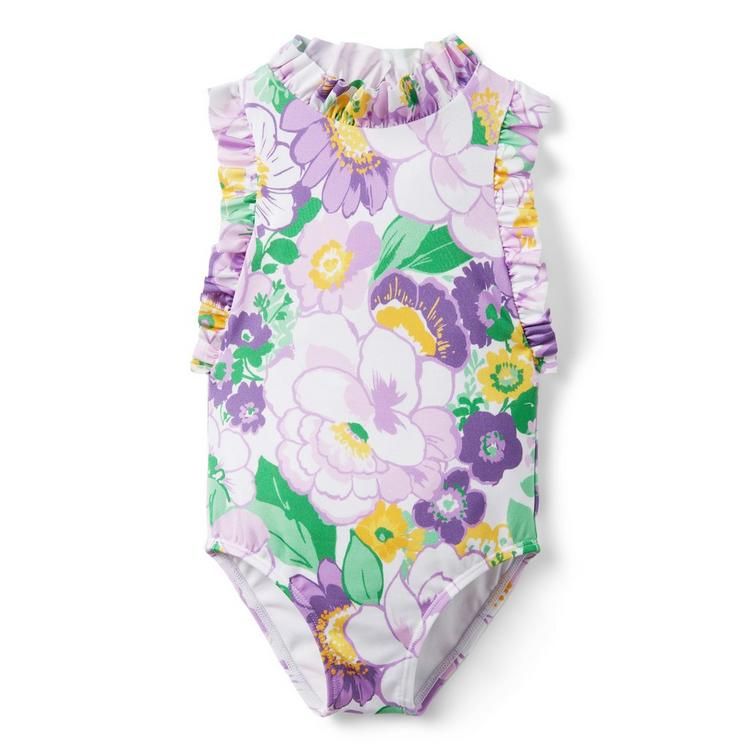Floral Ruffle Open Back Swimsuit | Janie and Jack