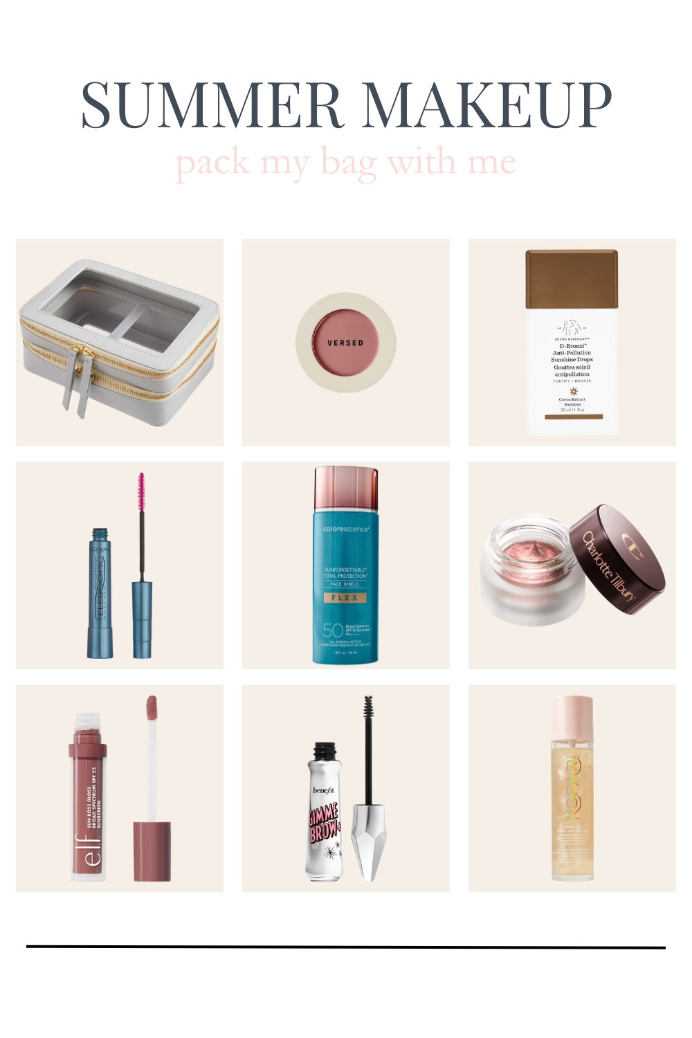 My summer makeup routine is all about keeping things simple, glowy, and easy. These are the products I reach for when I want lightweight coverage, sun protection, a healthy flush of color, and just enough definition to look polished without spending a lot of time getting ready. Everything fits perfectly in my travel makeup case and comes with me all summer long.

#LTKSeasonal #LTKBeauty