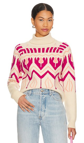 Violet Fair Isle Turtleneck Sweater in Pink Multi | Revolve Clothing (Global)