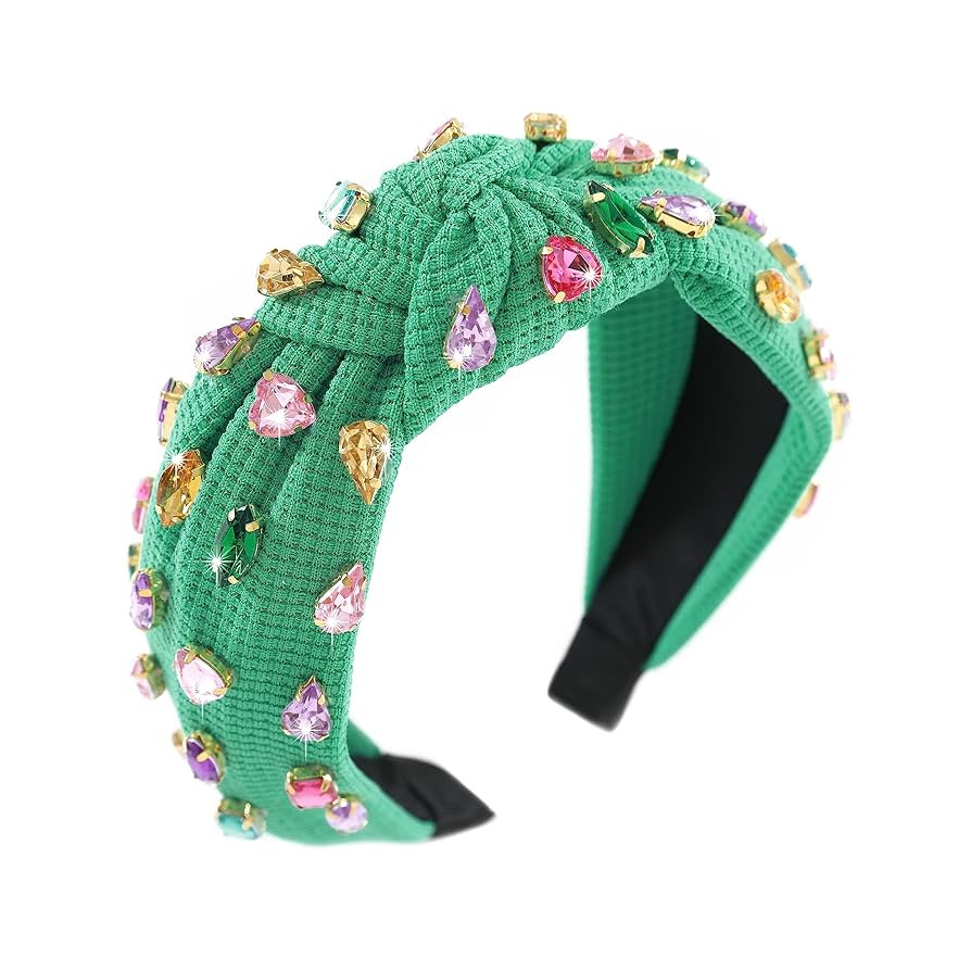 Jeweled Knotted Headband for Women Girls Sparkly Crystal Rhinestone Headband Wide Top Knot Women'... | Amazon (US)
