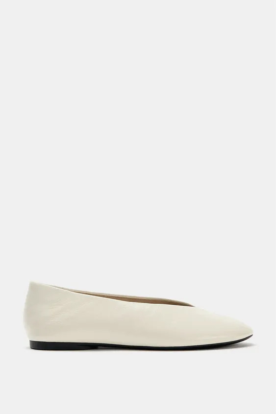 LEATHER BALLET FLATS | Zara US