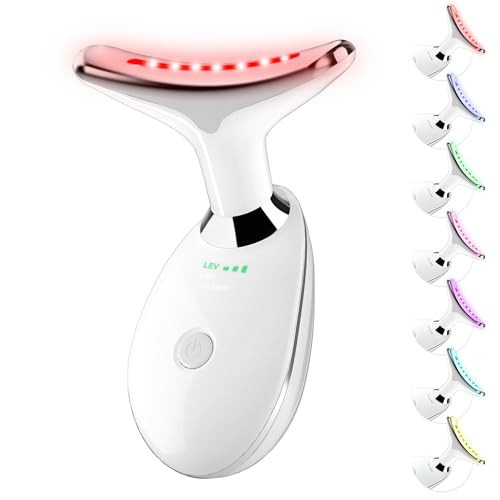 Red Light Therapy for Face, 7 Color LED Facial Light Therapy Wand for Skin Care at Home Blue Light Therapy Face Massager Tool for Neck (White) | Amazon (US)