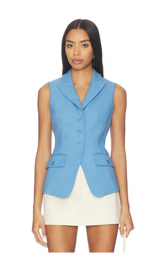 Veronica Beard Benny Vest in Blue. - size 6 | Revolve Clothing (Global)