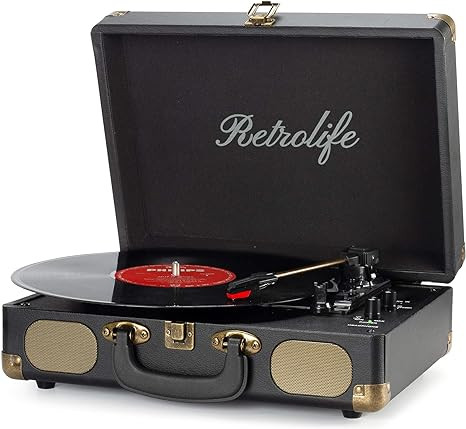 Vinyl Record Player 3-Speed Bluetooth Suitcase Portable Belt-Driven Record Player with Built-in S... | Amazon (US)