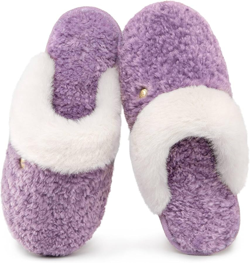 HomeTop Women's Cute Fuzzy Memory Foam Scuff Slippers Comfy Bedroom Lightweight Indoor House Shoe... | Amazon (US)