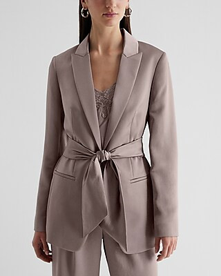 Satin Tie Waist Blazer | Express
