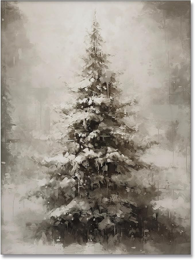 WAYUWGAN Vintage Christmas Canvas Wall Art Pine Tree Botanical Wall Art Prints Poster Winter Scen... | Amazon (US)