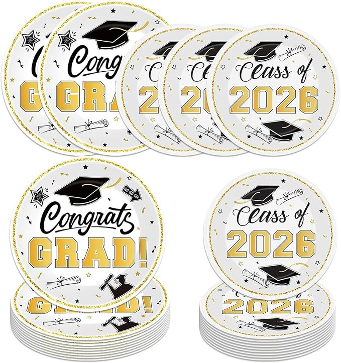 48 Pcs Graduation Party Plates 2026 Graduation Party Dinnerware Disposable Paper Plates for Congr... | Amazon (US)