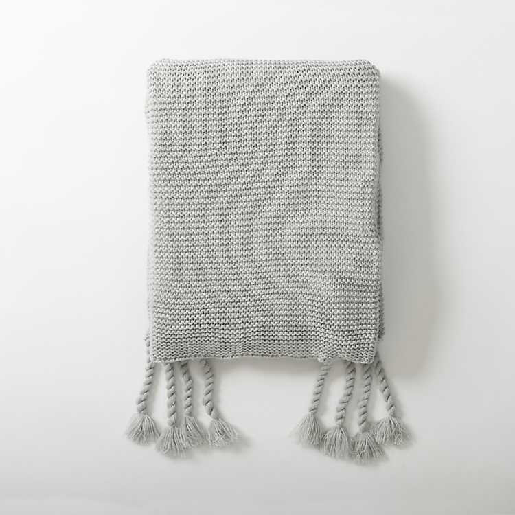 Light Gray Spring Knit Throw Blanket | Kirkland's Home