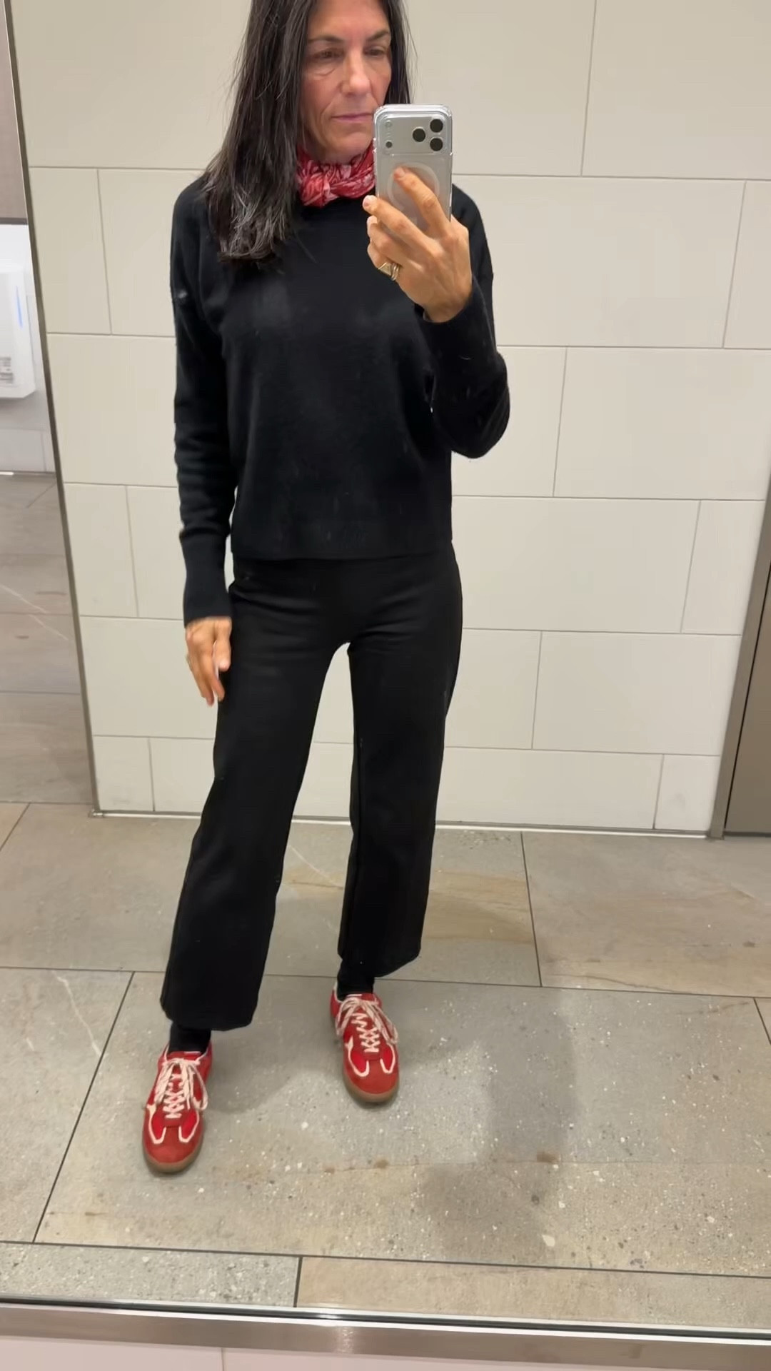 In all black on a #travel day