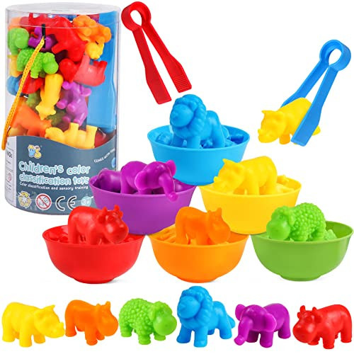 USATDD Counting Animal Toys Color Matching Games Preschool Learning Activities Sorting Stacking Toys Math Couting Educational Sensory Montessori Toy for Toddlers Kids Ages 3 4 5 | Amazon (US)