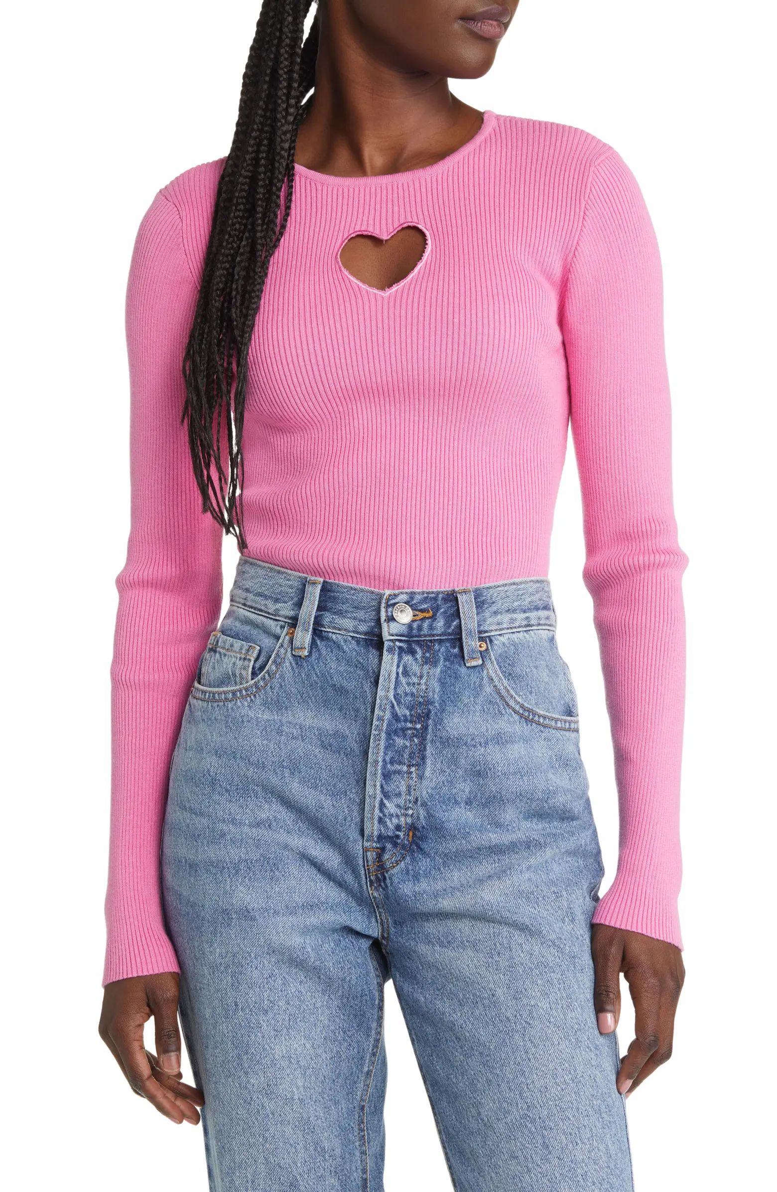 PacSun Be Mine Heart Cutout Rib Sweater | Nordstrom | Nordstrom