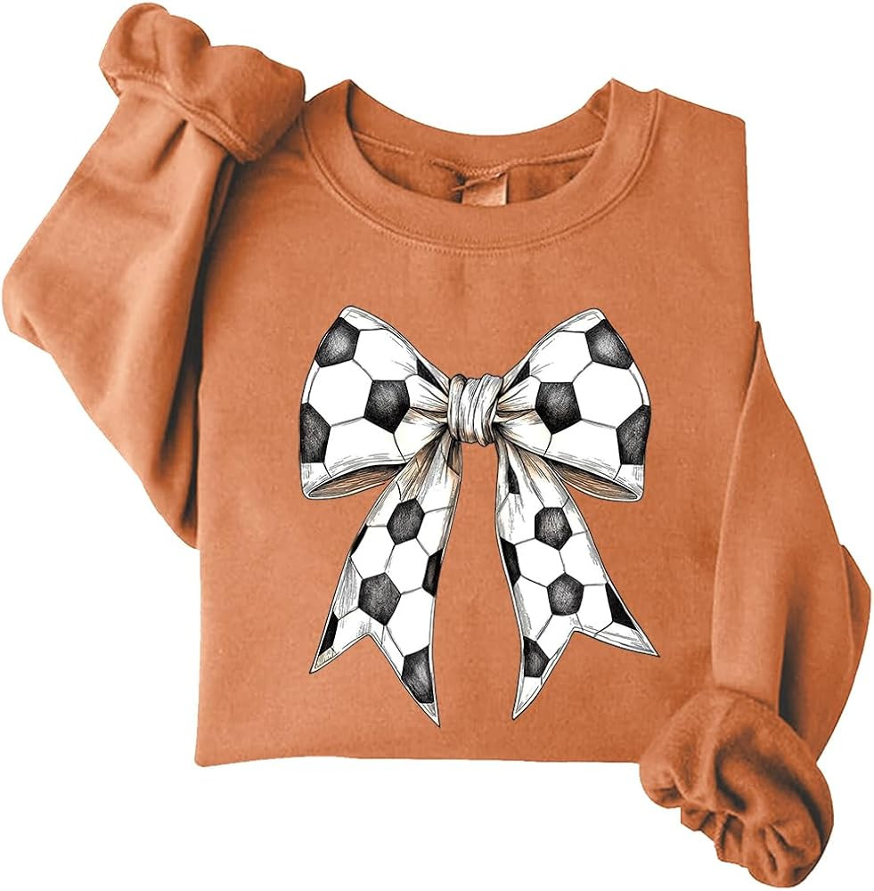 Soccer Bow Sweatshirt Soccer Bow Sweatshirt for Women Soccer Mom Sweatshirt | Amazon (US)