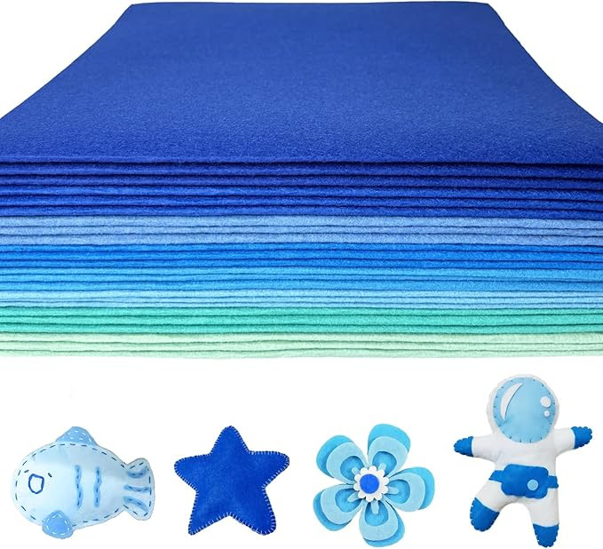 24 Pcs 11.8 x 35.4 Inch Wool Blend Felt Sheets for Crafts, 8 Color 1mm Thickness Blue Teal Assort... | Amazon (US)