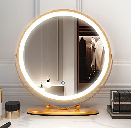LVSOMT 20" Large Makeup Vanity Mirror with Lights, Led Lighted Dressing Circle Mirror, High Defin... | Amazon (US)