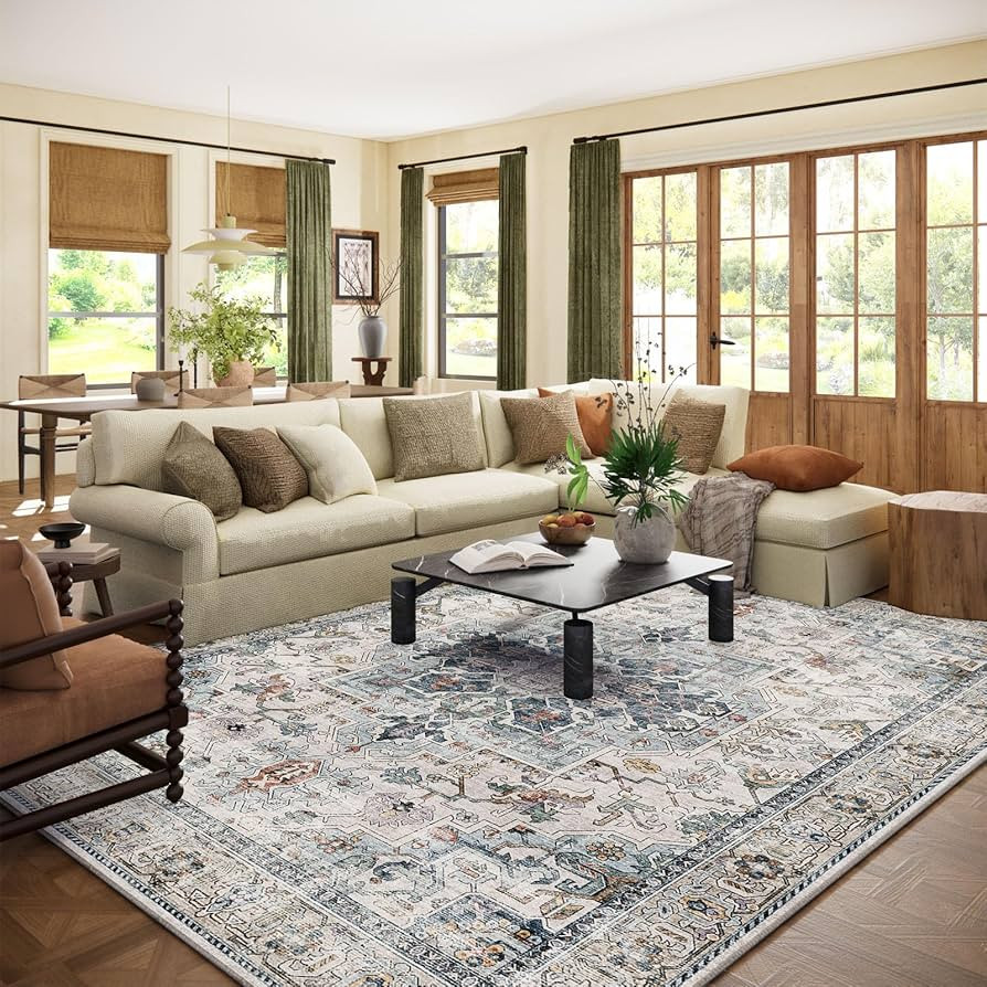 9x12 Area Rugs for Living Room: Washable Bedroom Rug Boho Vintage Rugs Stain Resistant Non Slip L... | Amazon (US)