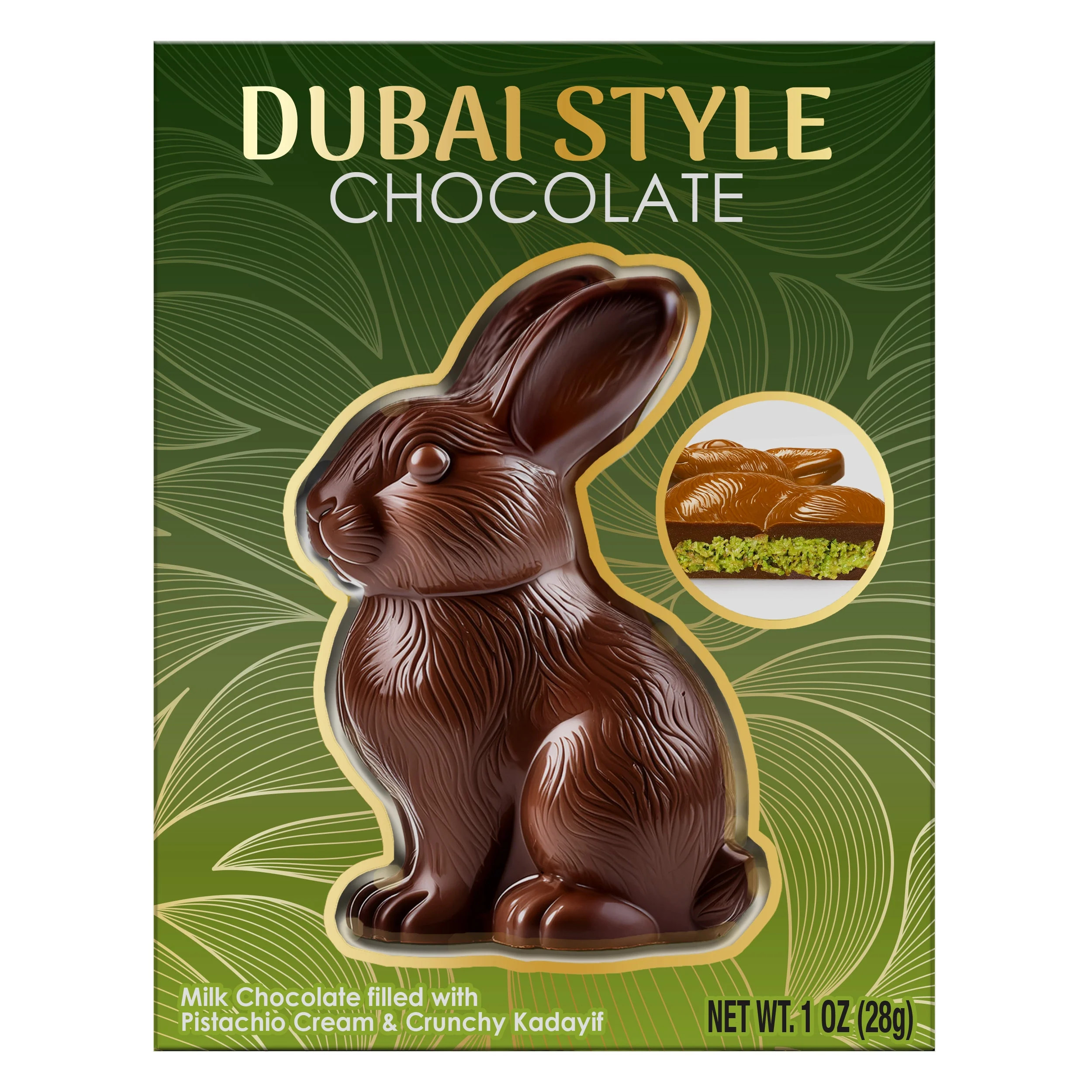 My Favorite Co. Dubai Style Chocolate Bunny with Pistachio Filling, 1oz, Chocolate Candy | Walmart (US)