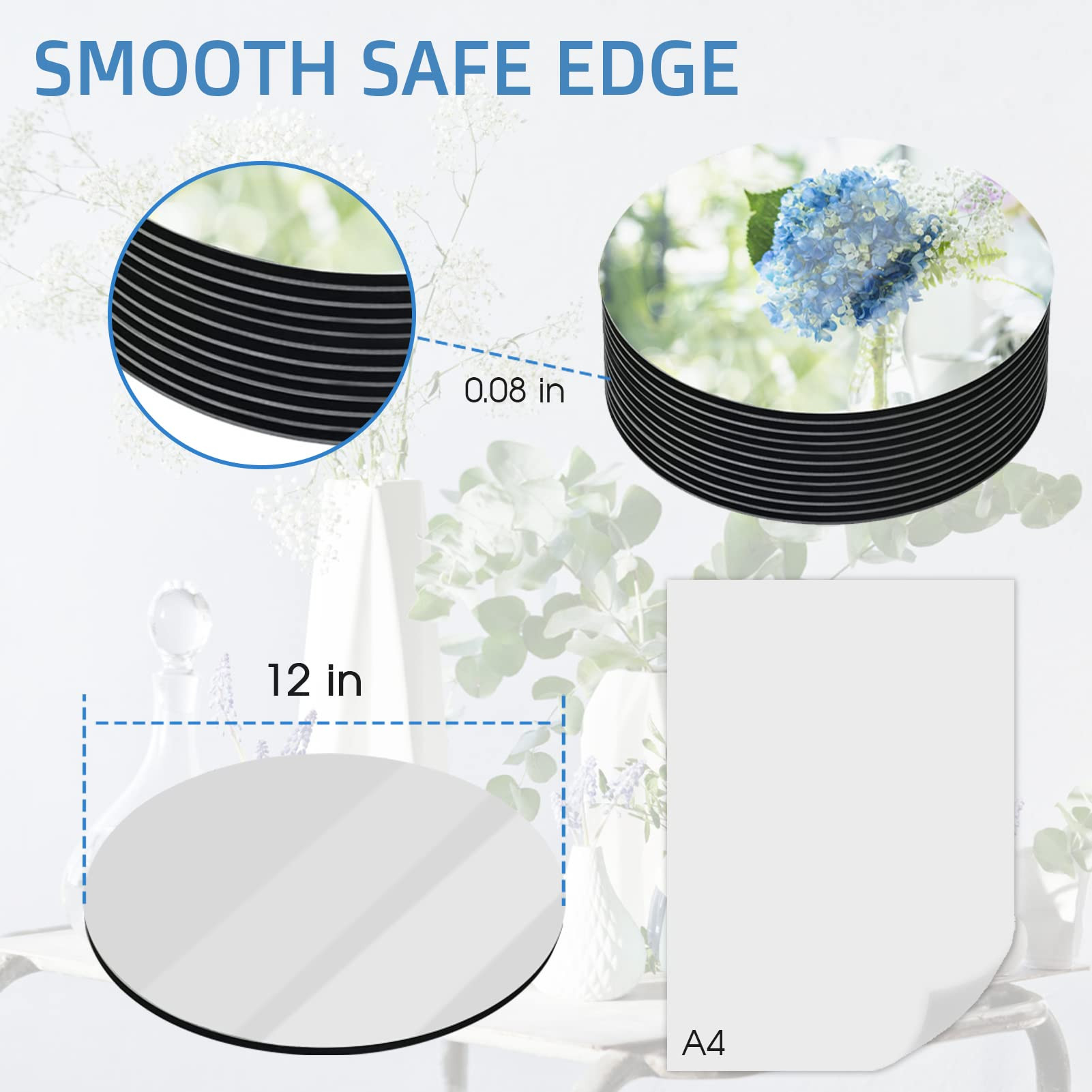 Coo-Drill 12" Round Mirrors for Centerpieces, Circle Mirror Centerpieces for Tables, Mirror Plates 2mm, Centerpieces & Wedding Decorations & Baby Shower Party & Christmas Decorations, 12pack | Amazon (US)