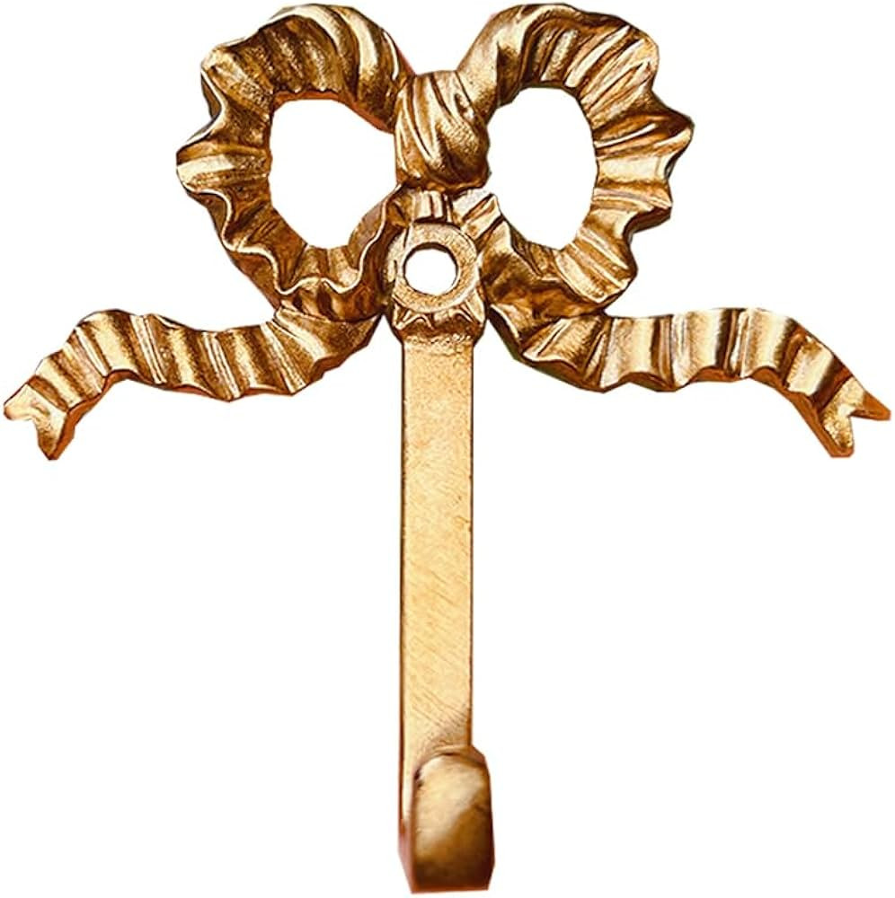 Decorative Hook Wall Mounted Bow Hook,Brass Gold Wall Hooks Coat Hook for Scarf, Bag, Towel, Hat etc (1 psc, Style A) | Amazon (US)
