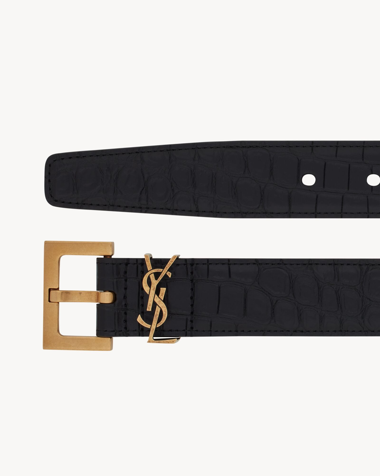 cassandre belt with square buckle in crocodile-embossed leather | Saint Laurent Inc. (Global)