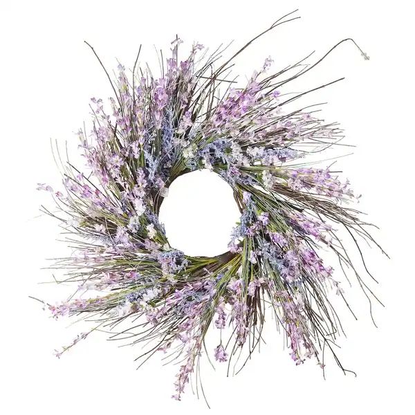 Enova Home Mixed Purple Spring Artificial Flower Wreath - Overstock - 30967135 | Bed Bath & Beyond