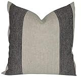 Farmhouse Pillow Cover 18 x 18 Rustic Natural Linen (Black Wide Stripe) | Amazon (US)
