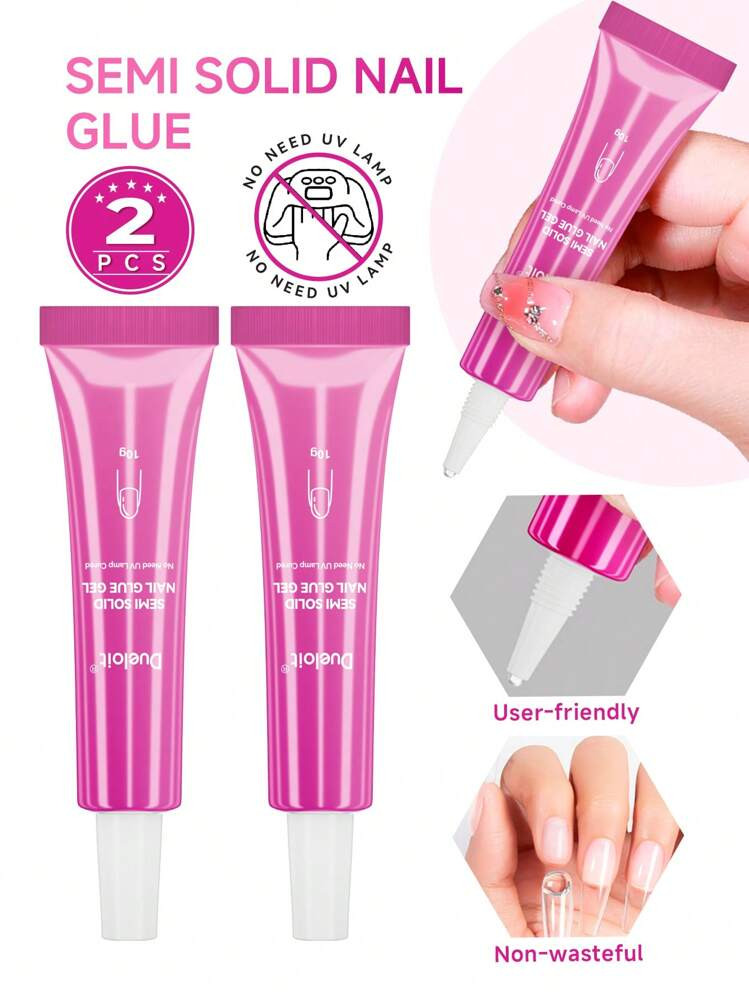 From$3.10

-18%$3.76

2pcs/1pc Newly Upgraded Quick Drying 10g Semi Solid Nail Glue For Press On ... | SHEIN